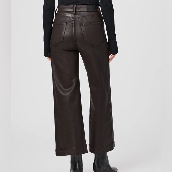 PAIGE Anessa Jeans 33 NWT Chicory Luxe Coated Ankle Flare Exposed Button Fly - Picture 3 of 13